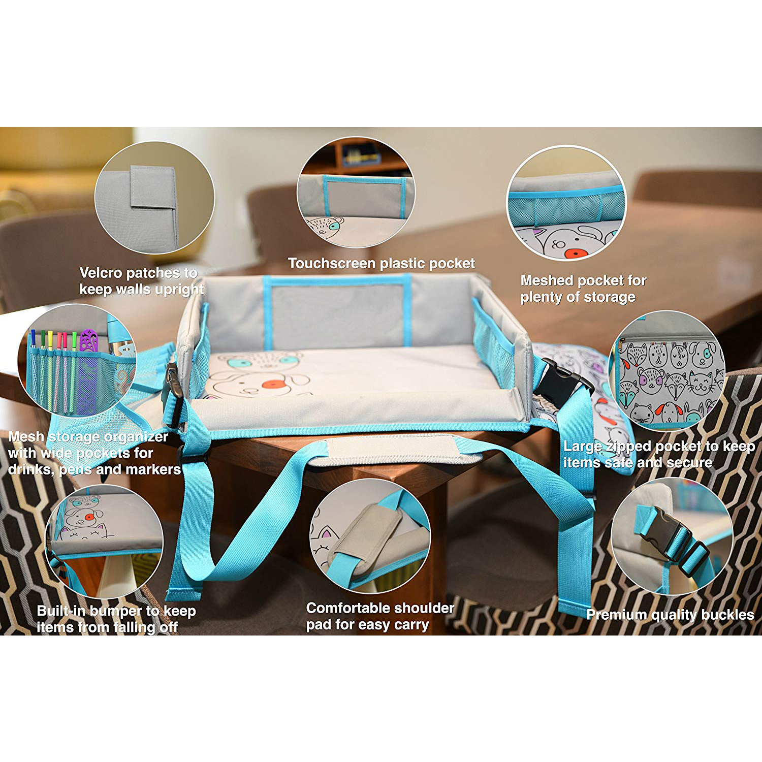 Kids Travel Tray Childrens Car Seat Activity Tray Play Buggy Lap