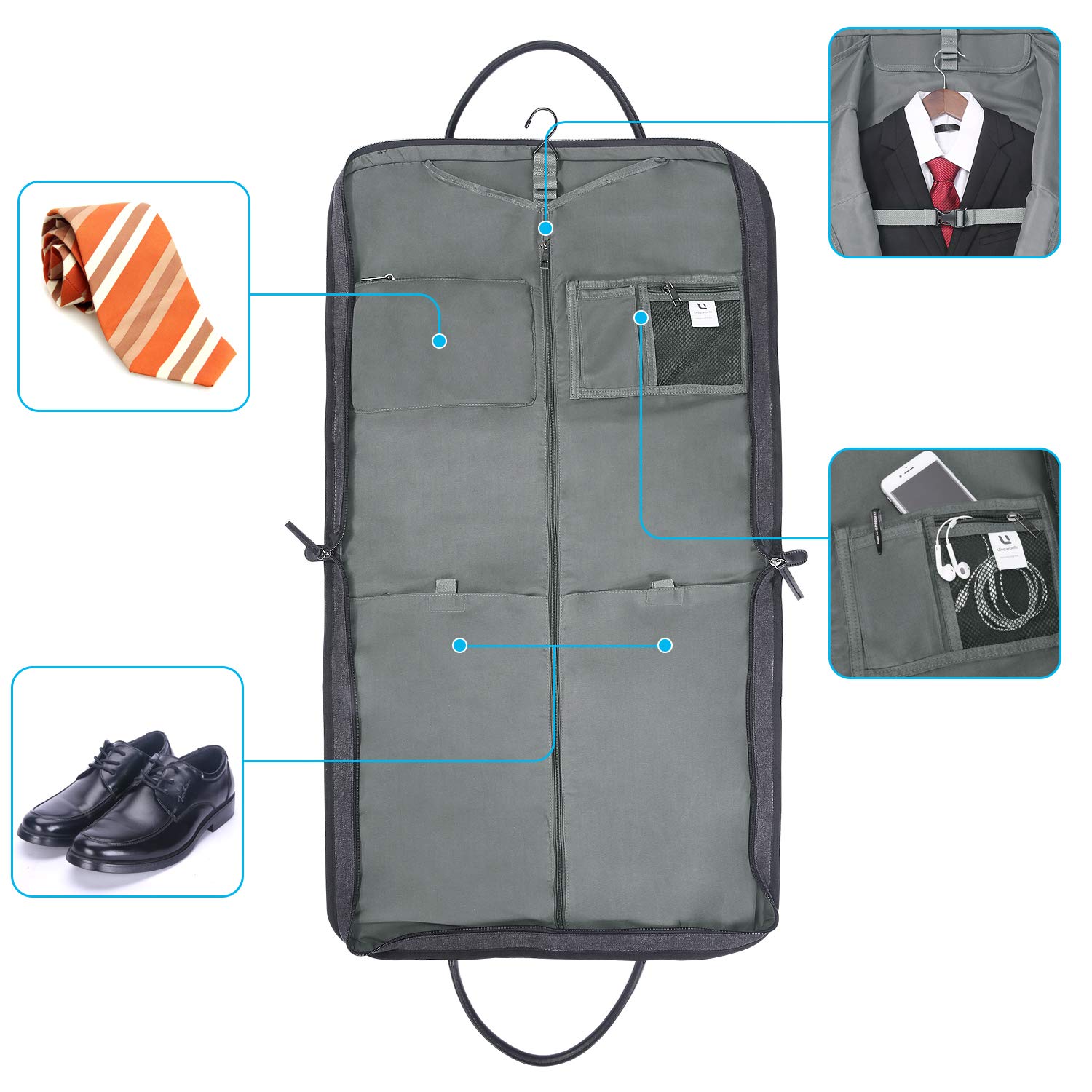 40&quot; Suit Travel Garment Bag Business Carry On Suit Bag Suit Carrier Cover Gray | eBay
